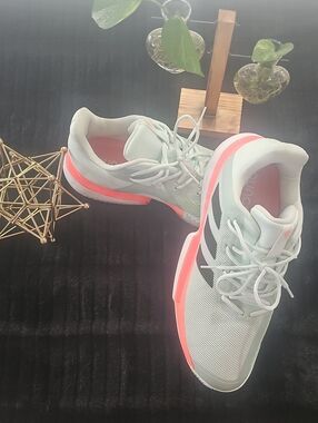 Adidas Mint Green and Coral Running Sneakers